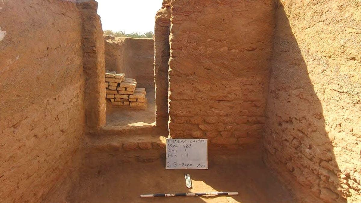 View of mudbrick walls in ancient city