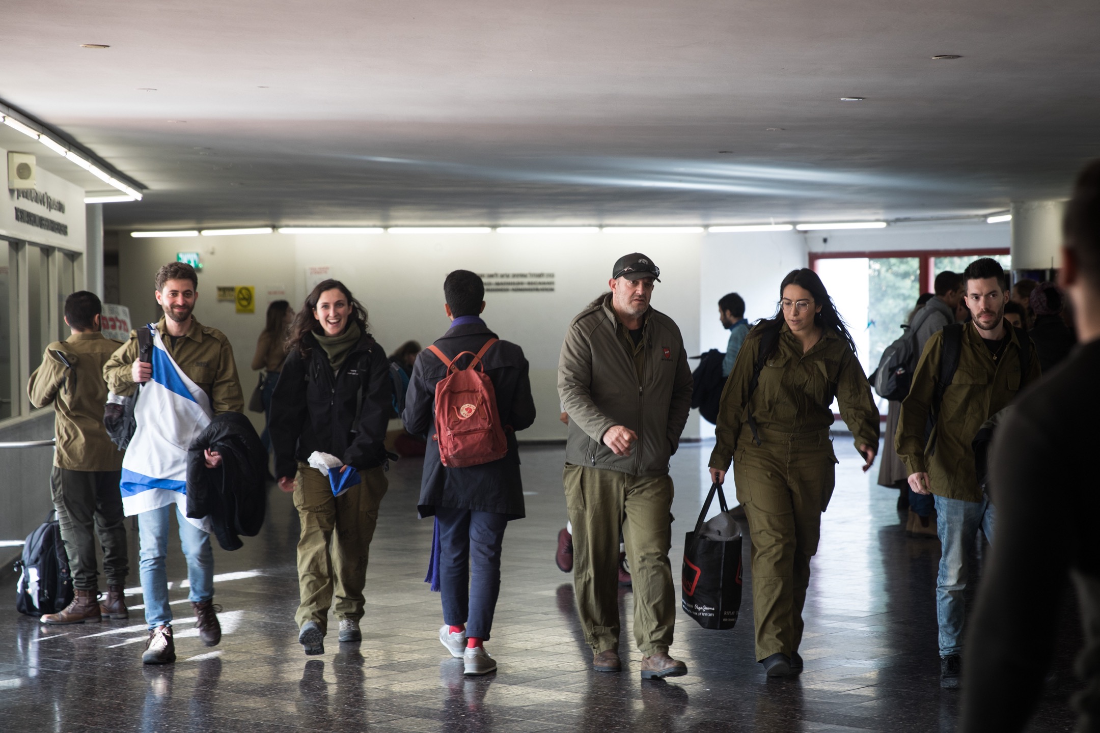 Students in Israeli army uniform. at the Hebrew University of Jerusalem, January 8, 2019. (Hadas Parush/Flash90) Students in Israeli army uniform. at the Hebrew University of Jerusalem, January 8, 2019. (Hadas Parush/Flash90)