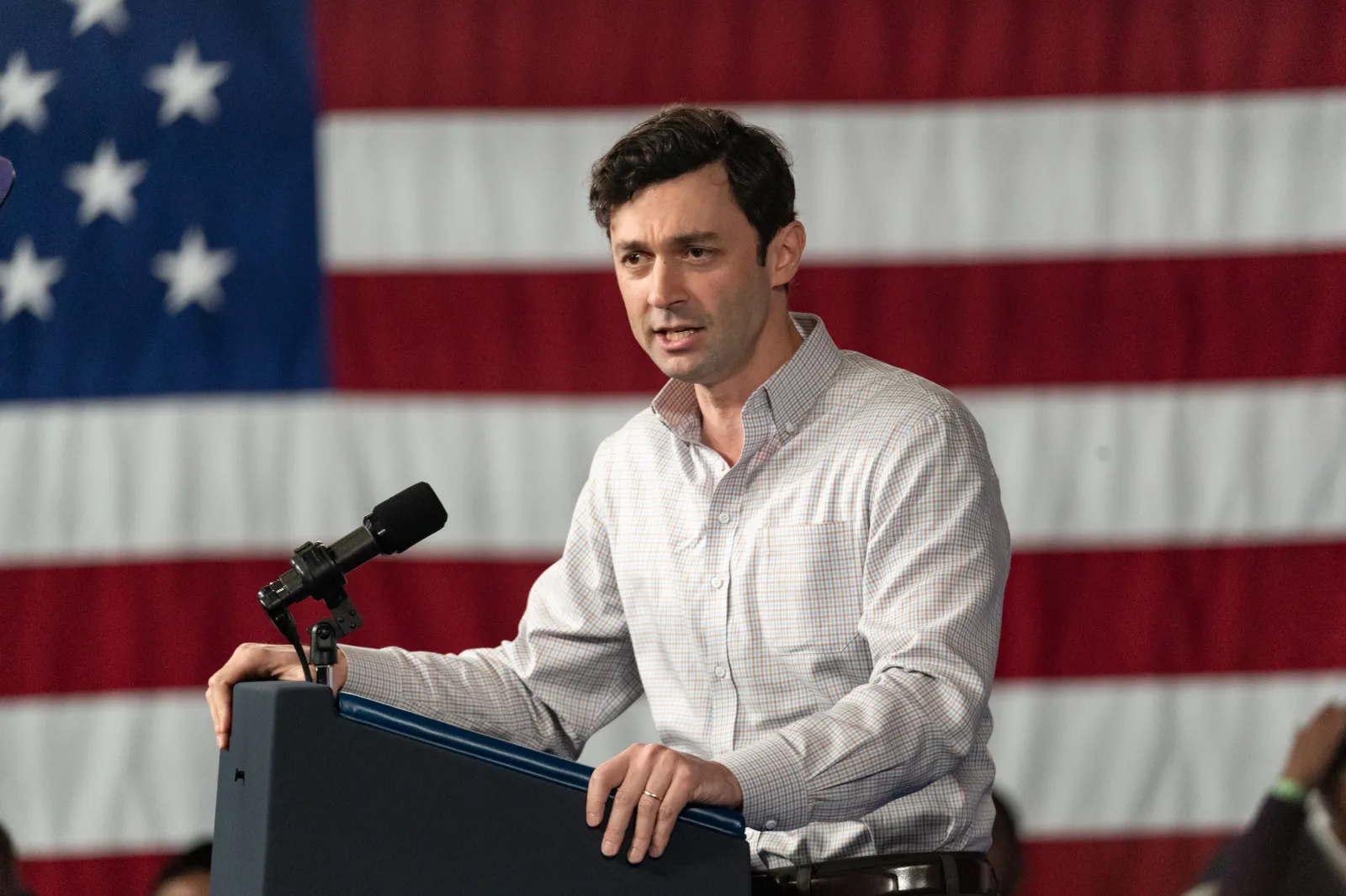 Georgia Senator Jon Ossoff speaks at a campaign event on March 9, 2024, in Atlanta.