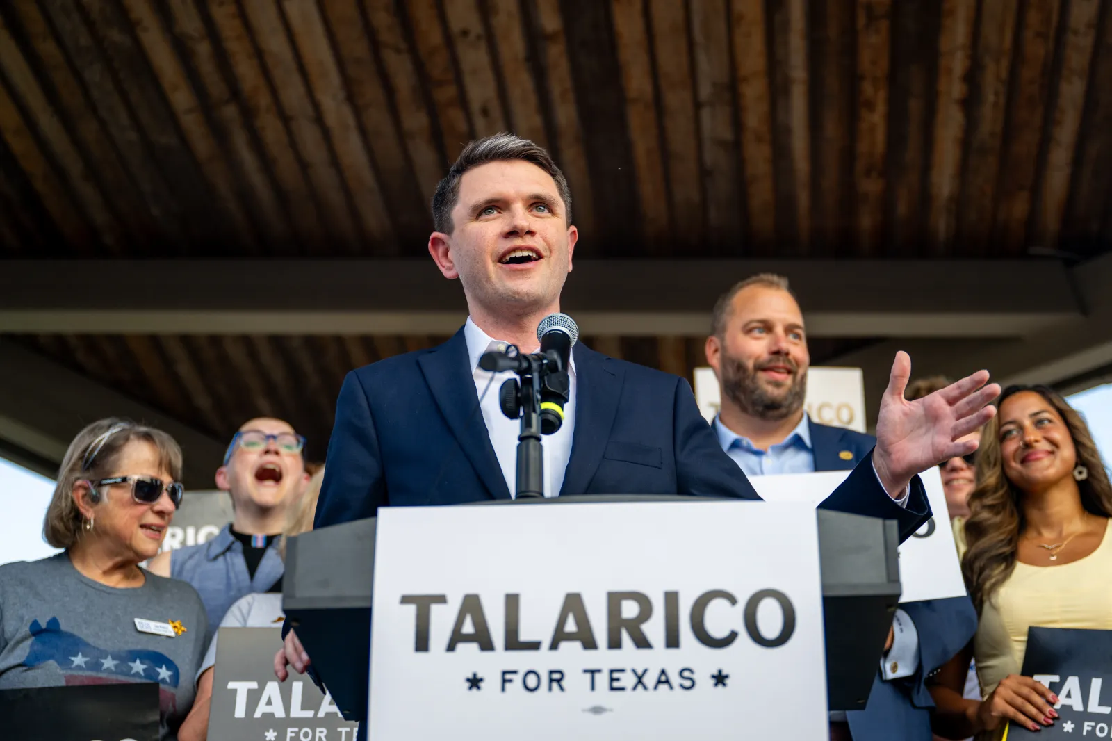Texas state Representative James Talarico speaks during a campaign event on September 9, 2025, in Round Rock, Texas.