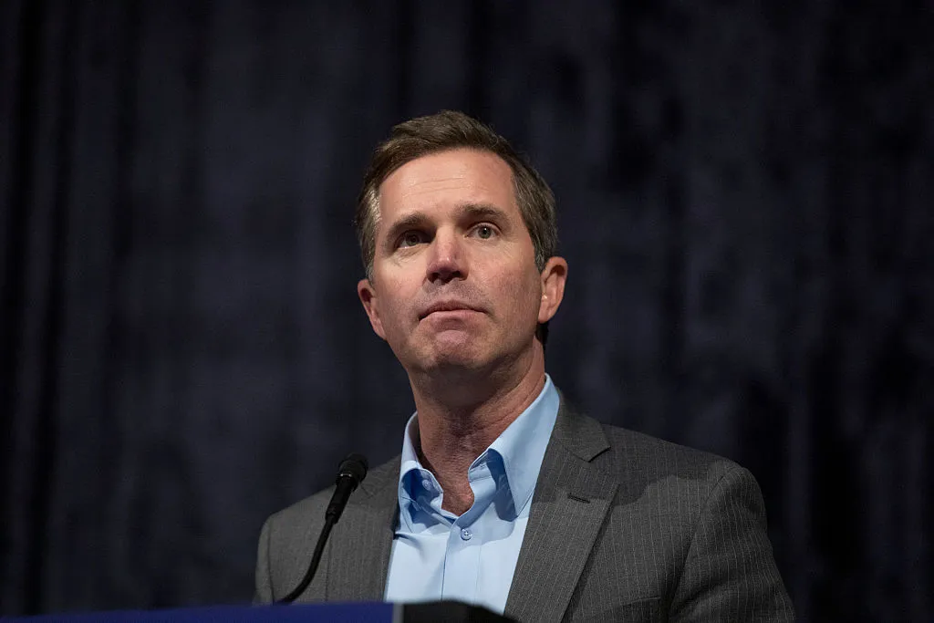Kentucky Democratic Governor Andy Beshear speaks at the 38th Annual Michigan Democratic Women's Caucus Legacy Luncheon on April 18 in Detroit.