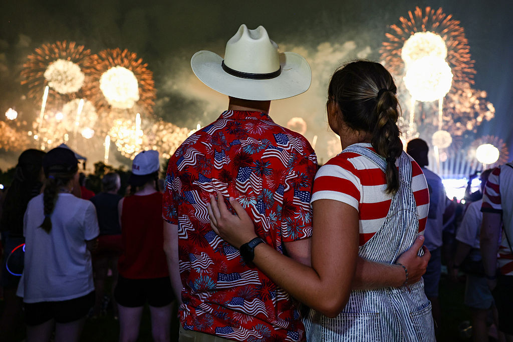 Spectators watch fireworks