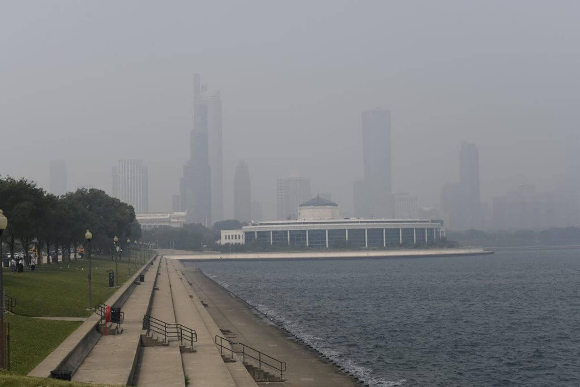 Smoke covers downtown Chicago