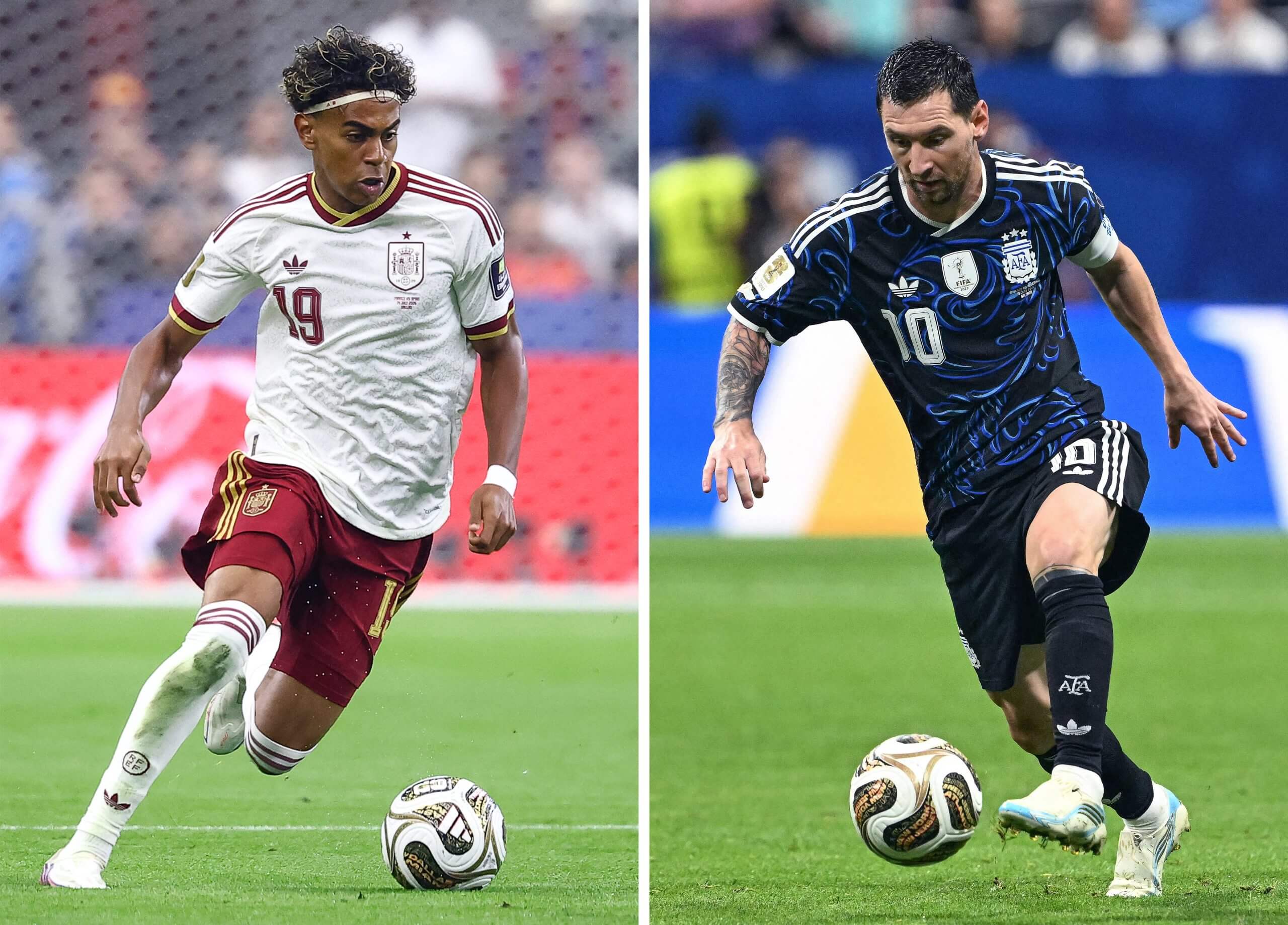 Yamal and Messi pictured side by side