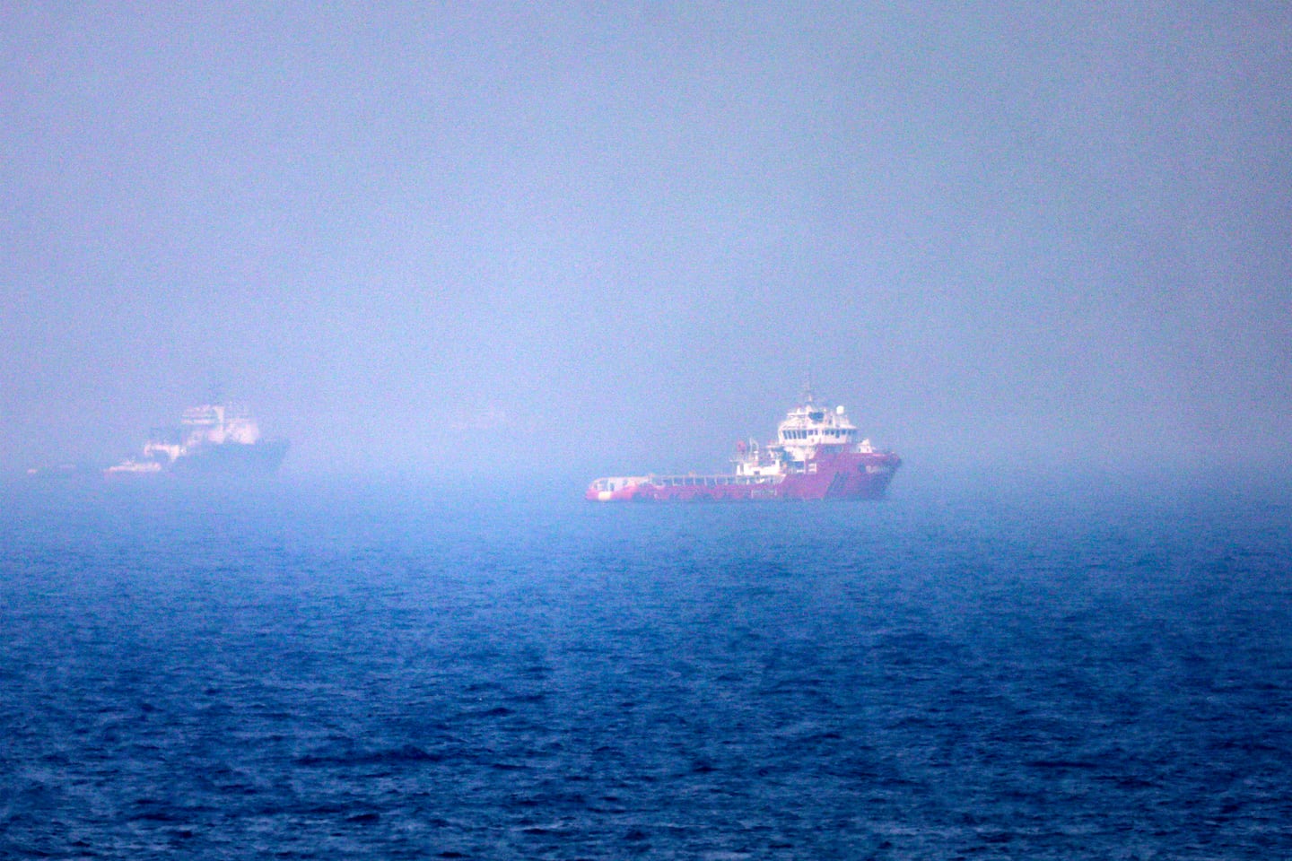 Ships sailing near the Strait of Hormuz off the eastern coast of the United Arab Emirates at Khor Fakkan on July 13.