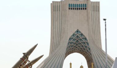 Iranian-made Zolfaghar missiles are displayed at Azadi Square in Tehran on July 24, 2026. Iran's army said on July 24 it carried out drone strikes against several American military facilities and bases in Bahrain and Jordan in retaliation for the latest US attacks against the Islamic republic.