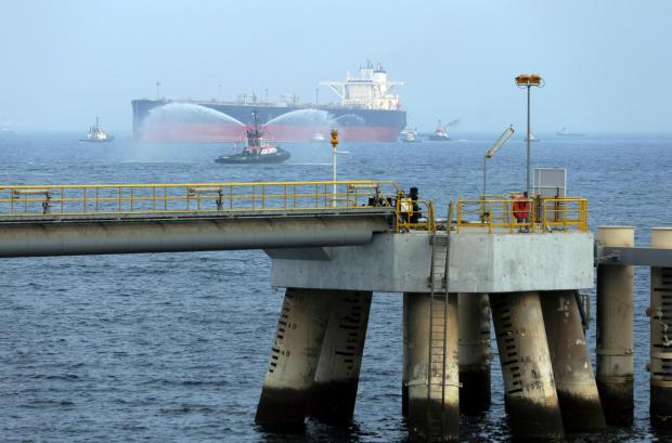 An oil tanker approaches the new Jetty during the launch of a new UAE oil facility.