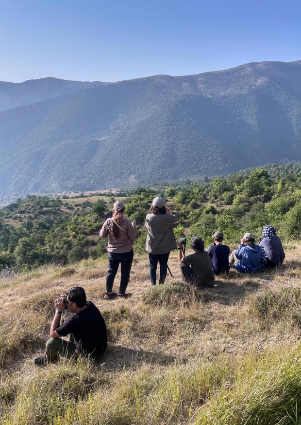 Birdwatchers in the Parvar Protected Area.