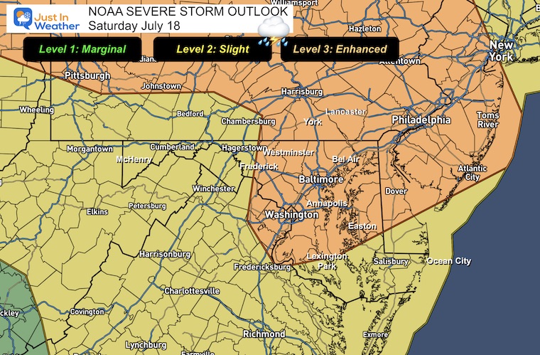July 18 weather Severe Storm Risk Saturday
