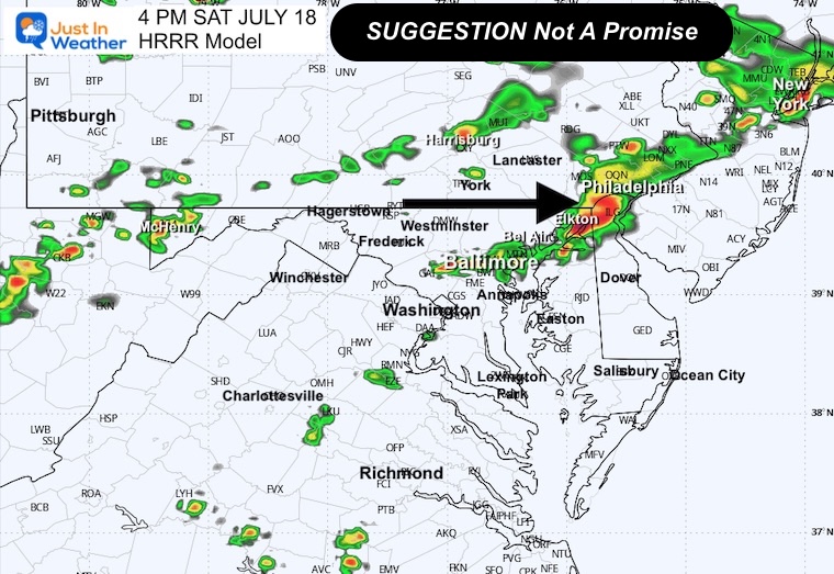 July 18 weather storm radar forecast Saturday 4 PM