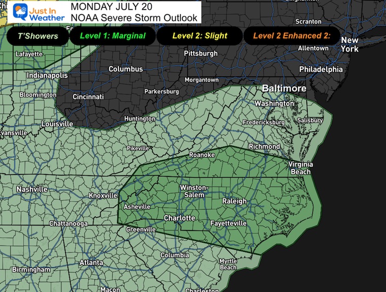 July 19 weather NOAA Severe Storm Risk Monday