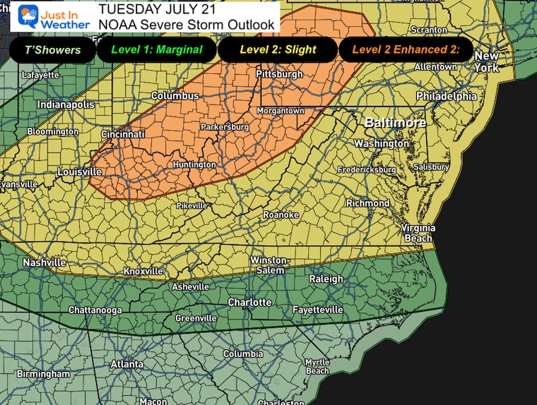 July 19 weather NOAA Severe Storm Risk Tuesday