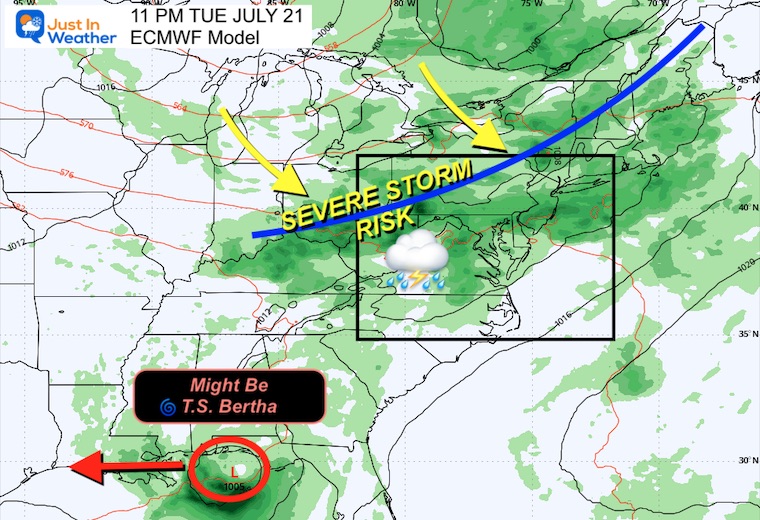 July 19 weather storm forecast Tuesday night