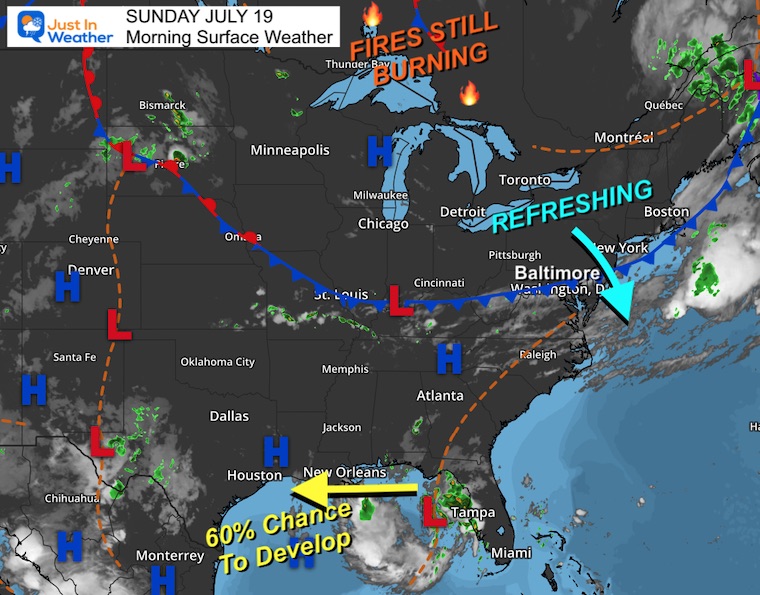 July 19 weather storm map Sunday morning