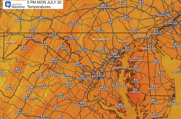 July 19 weather Monday afternoon temperatures