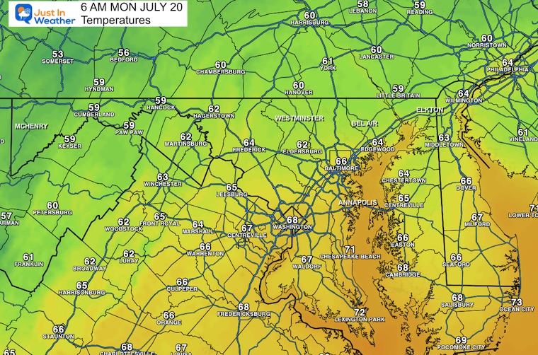 July 19 weather Monday morning temperatures