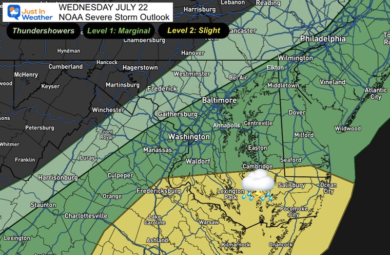 July 22 weather NOAA Severe Storm Risk Wednesday