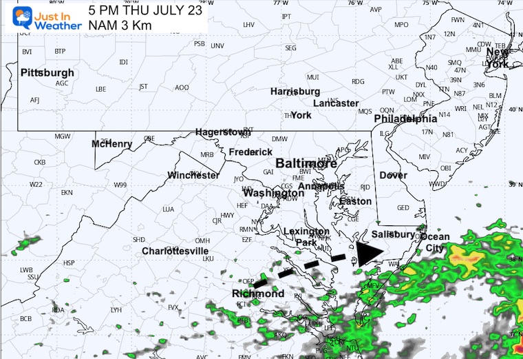 July 22 weather radar forecast Thursday afternoon