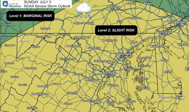July 3 weather NOAA Severe Storm Risk Sunday