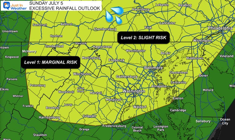 July 3 weather NOAA Excessive Rainfall Sunday
