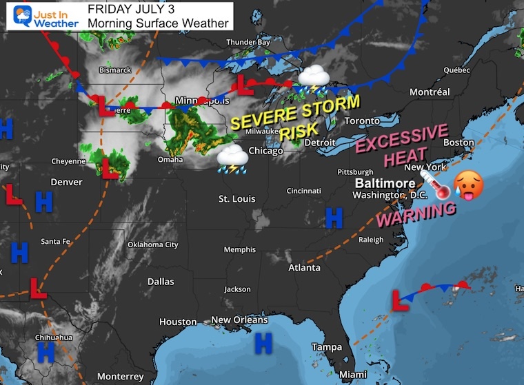 July 3 weather storm map Friday morning