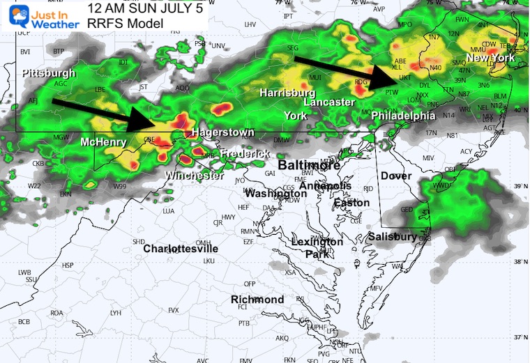 July 3 weather storm radar Saturday midnight