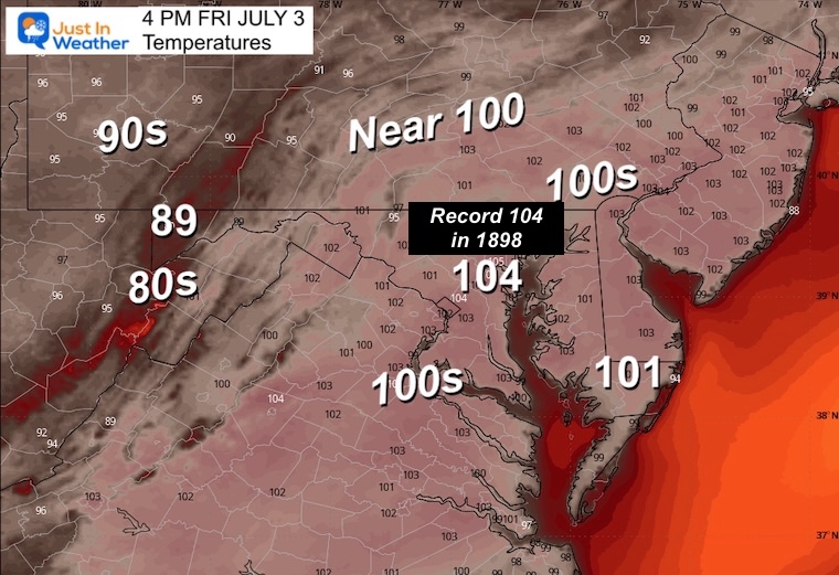 July 3 weather temperatures Friday afternoon