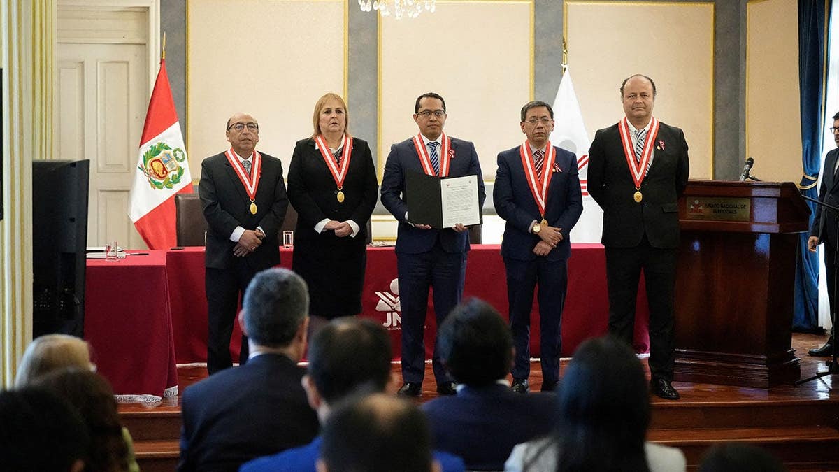 Members of the National Elections Jury (JNE) proclaims Keiko Fujimori as the winner of the presidential runoff