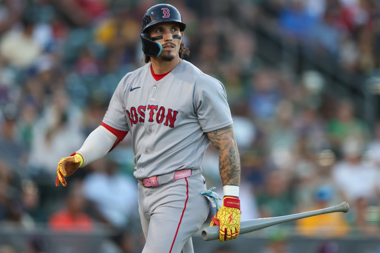 Jarren Duran, shown during Monday's game against the Athletics, is hitting .195 with a .589 OPS after going 0 for 4 in Thursday's Red Sox victory.