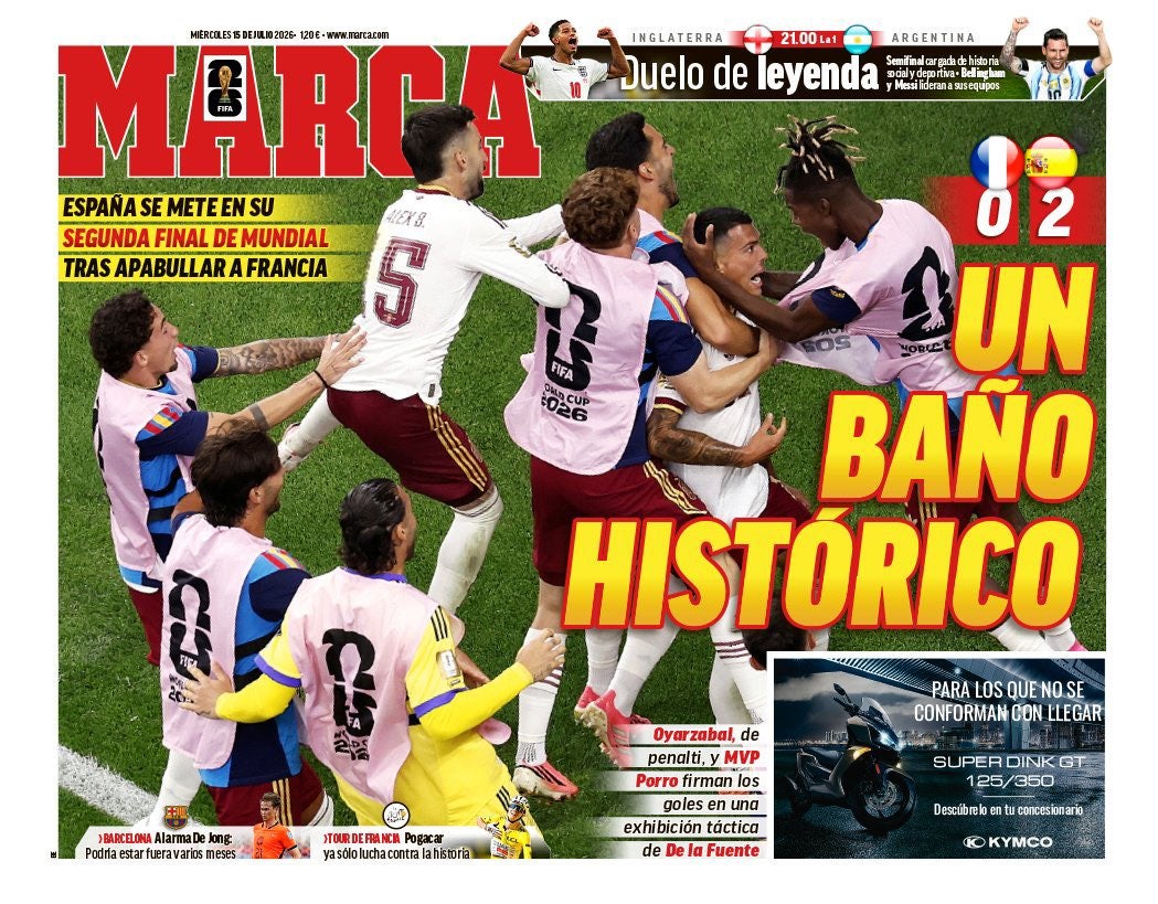 Marca's front page after Spain's victory over France