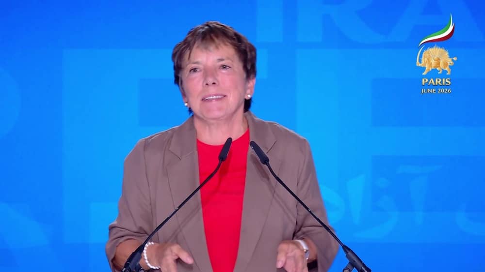 Former Bishop and Chairperson of the Evangelical Church in Germany Dr. Margot Käßmann addresses the second day of the Free Iran 2026 World Summit on June 21, 2026