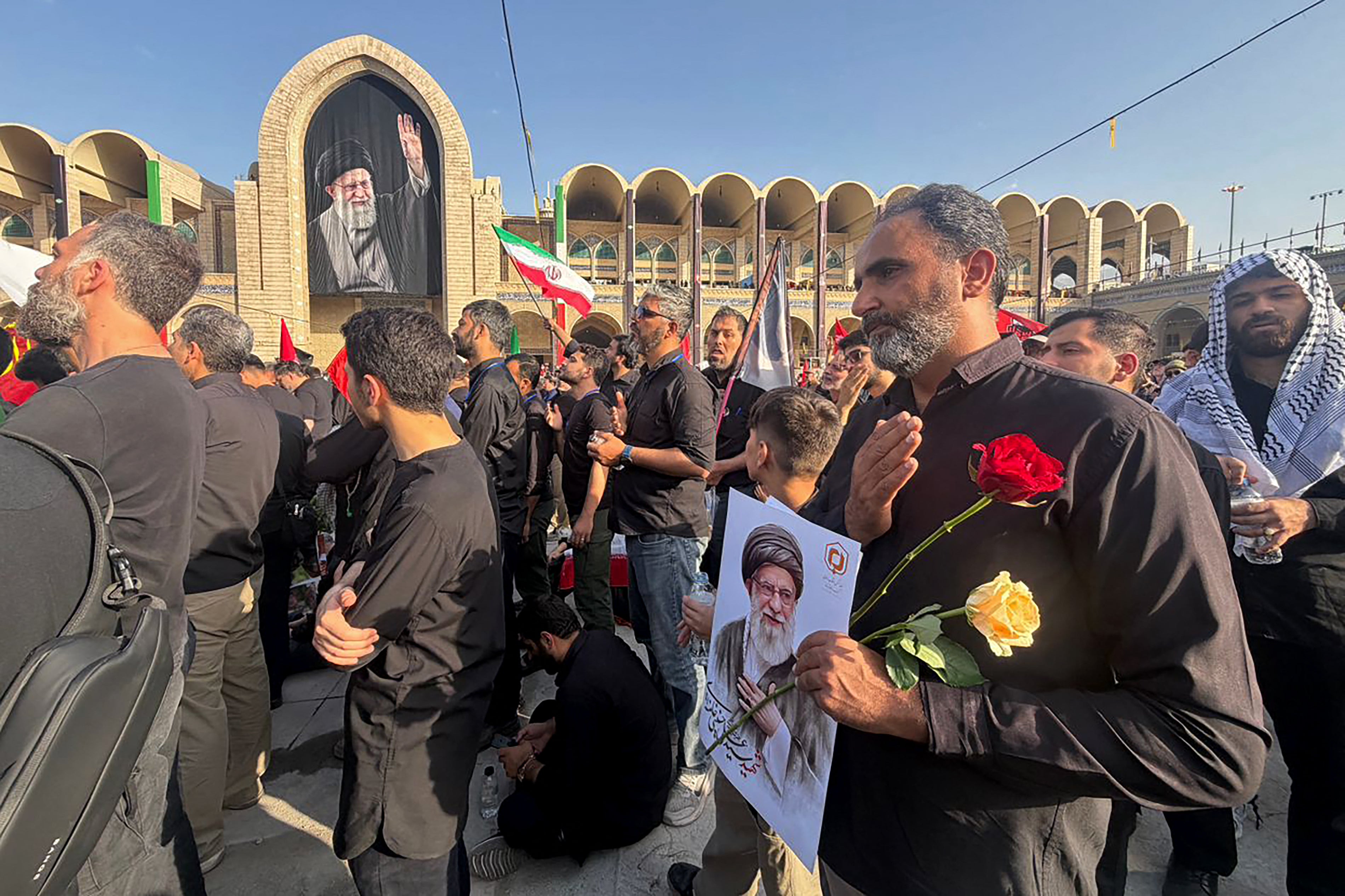 Mourners gather at the Grand Mosalla