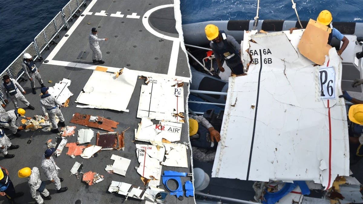 Split image of plane recovery efforts