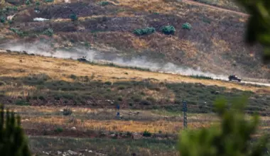 Israel Defense Forces inside Southern Lebanon, as seen from the Israeli side of the border, June 8, 2026.
