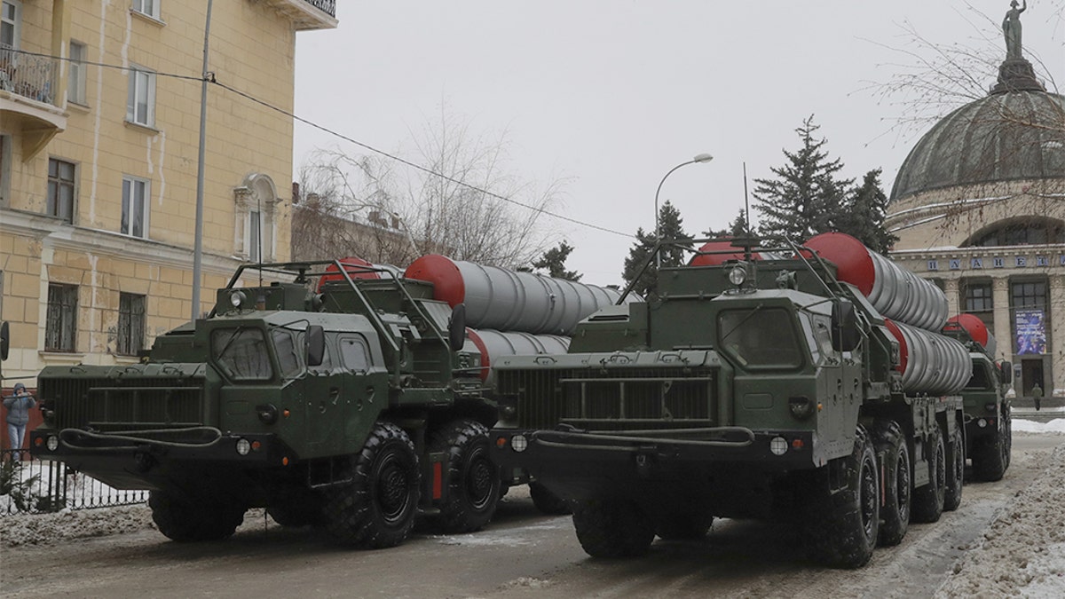 Russian S-400 missile air defence systems are seen before the military parade to commemorate the 75th anniversary of the battle of Stalingrad in World War Two, in Volgograd