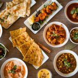 Table top view of Indian food.