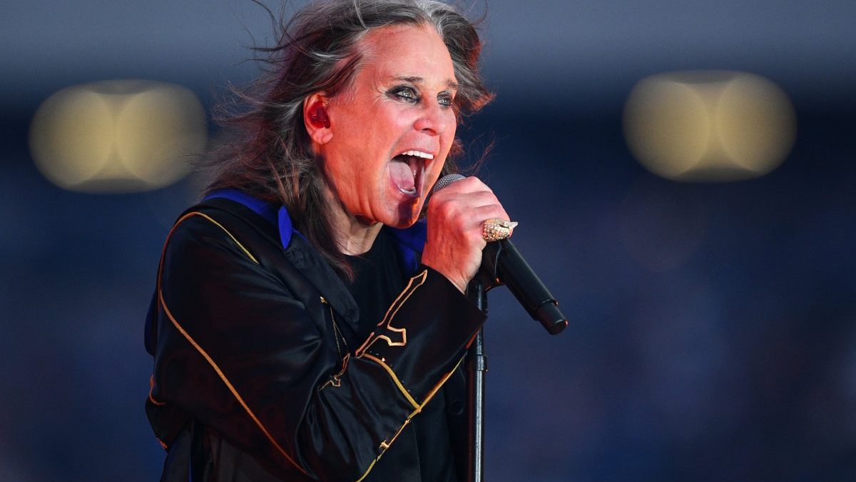 INGLEWOOD, CA - SEPTEMBER 08: Singer Ozzy Osbourne performs at halftime during the NFL game between the Buffalo Bills and the Los Angeles Rams on September 8, 2022, at SoFi Stadium in Inglewood, CA. (Photo by Brian Rothmuller/Icon Sportswire via Getty Images)