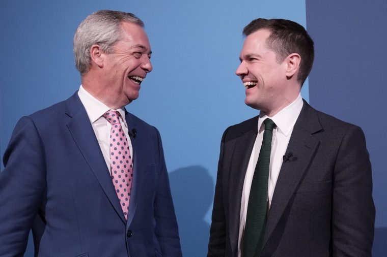 File photo dated 18/02/26 of Reform UK party leader Nigel Farage (left) and Reform?s Treasury spokesman Robert Jenrick at the LCW Plaisterers' Hall in the City Of London. Reform UK leader Nigel Farage has resigned as MP for Clacton, saying he will fight the forthcoming by-election. Issue date: Tuesday July 07, 2026. PA Photo. Photo credit should read: Stefan Rousseau/PA Wire