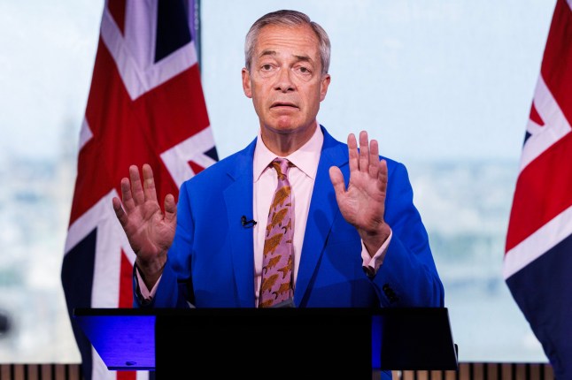 LONDON, ENGLAND - JULY 07: Reform UK Leader Nigel Farage announces his resignation as a member of parliament while giving a statement on his