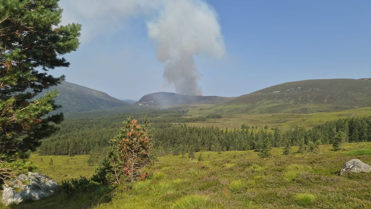 Handout photo courtesy of Duncan Ferguson of a wildfire burning in heathland in the Cairngorms National Park. Residents have been evacuated after the large blaze broke out in the Scottish Highlands, sending large volumes of smoke towards nearby towns. The fire started near Ryvoan Bothy, close to Nethy Bridge, at about 11.50am on Wednesday, drawing four fire appliances and specialist wildfire resources. Issue date: Wednesday July 15, 2026. PA Photo. Photo credit should read: Duncan Ferguson/PA Wire NOTE TO EDITORS: This handout photo may only be used in for editorial reporting purposes for the contemporaneous illustration of events, things or the people in the image or facts mentioned in the caption. Reuse of the picture may require further permission from the copyright holder.