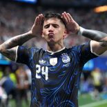 Argentina's Enzo Fernandez celebrates scoring their side's first goal of the game during the FIFA World Cup 2026 semi-final match at the Atlanta Stadium. Picture date: Wednesday July 15, 2026. PA Photo. Photo credit should read: Nick Potts/PA Wire. RESTRICTIONS: Use subject to restrictions. Editorial use only, no commercial use without prior consent from rights holder.