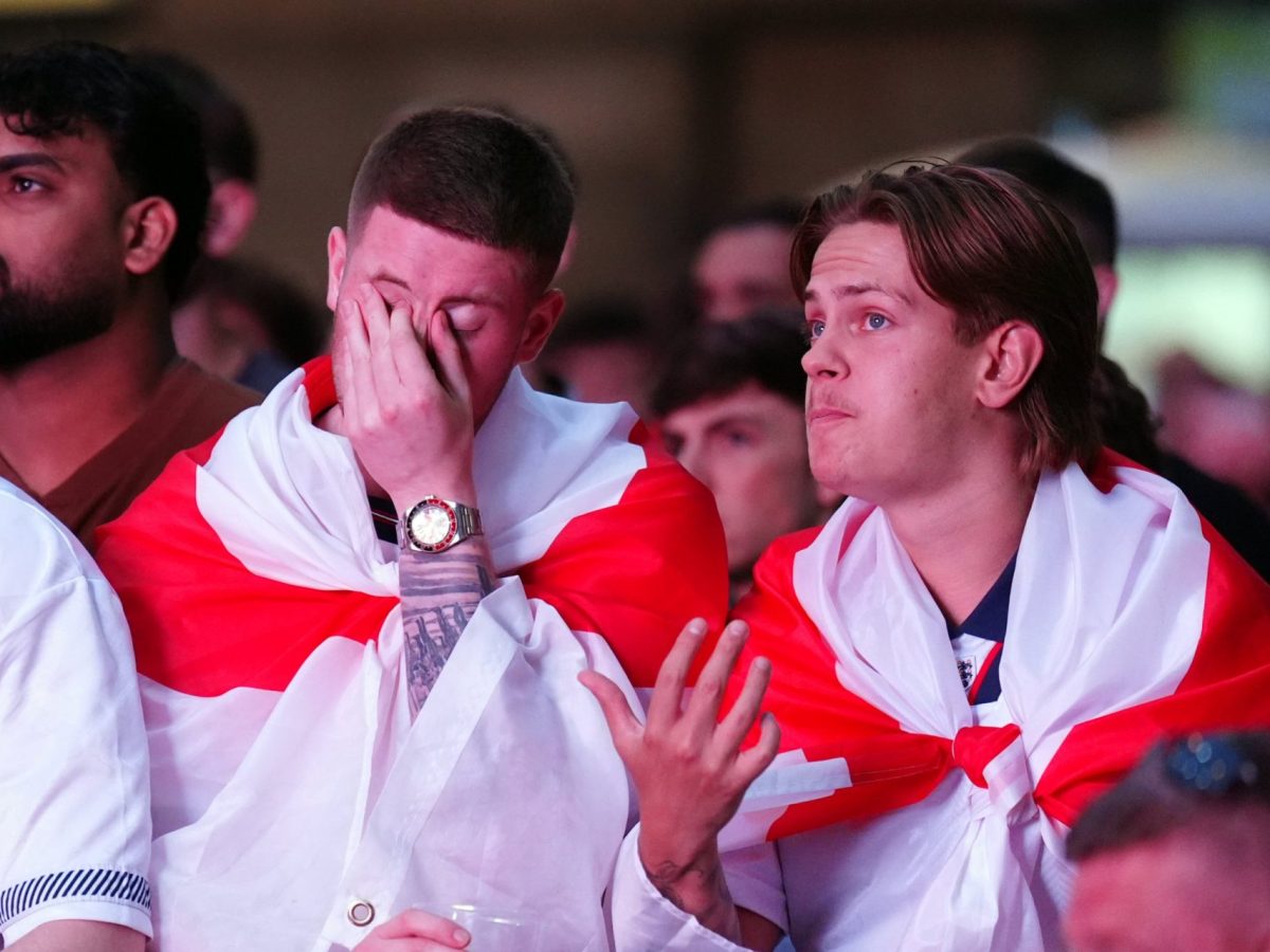 England fans look dejected following a screening of the FIFA World Cup 2026 semi-final match between England and Argentina at the World Cup Fan Zone in Times Square, Newcastle Upon Tyne. Picture date: Wednesday July 15, 2026. PA Photo. Photo credit should read: Owen Humphreys/PA Wire. RESTRICTIONS: Use subject to restrictions. Editorial use only, no commercial use without prior consent from rights holder.