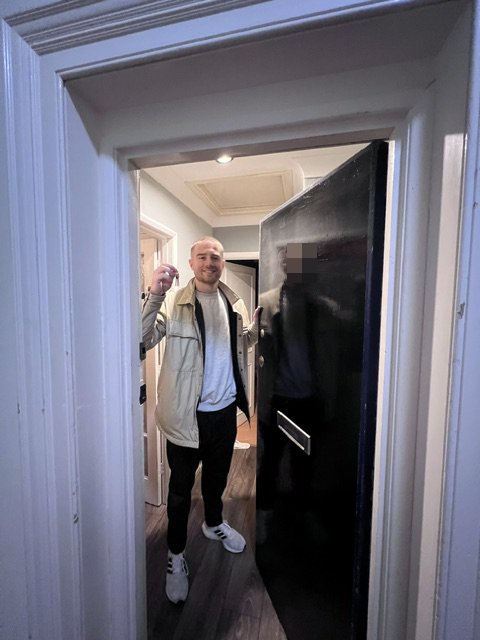 Dan says his plans to upsize have to be put on hold until he can sell his flat **Door number has been pixillated**