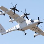 Vertical Aerospace's electric VTOL aircraft, VA-1X is flown on the opening day of the Farnborough International Airshow 2026 in in Farnborough, south-west of London, on July 20, 2026. (Photo by Toby Shepheard / AFP via Getty Images)