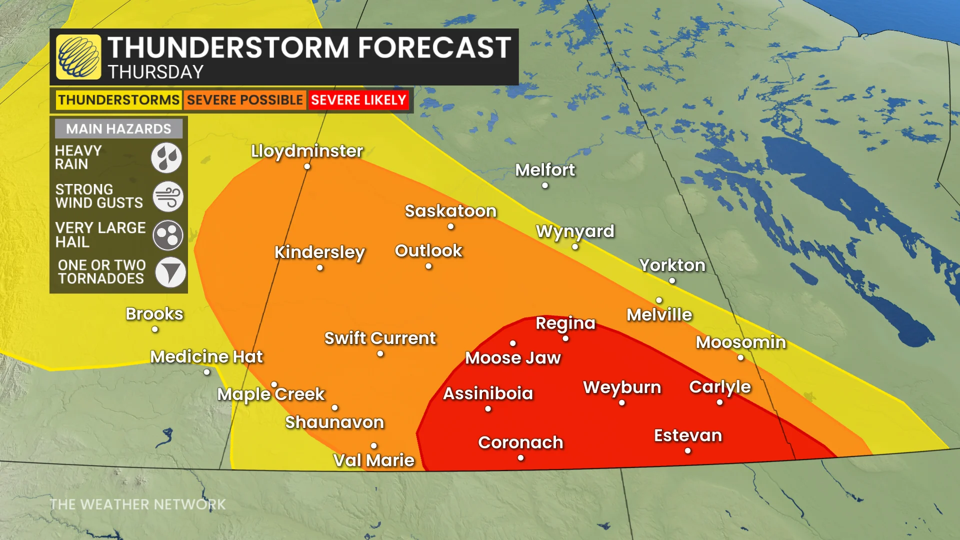 Saskatchewan Thursday severe storm risk - July 2, 2026