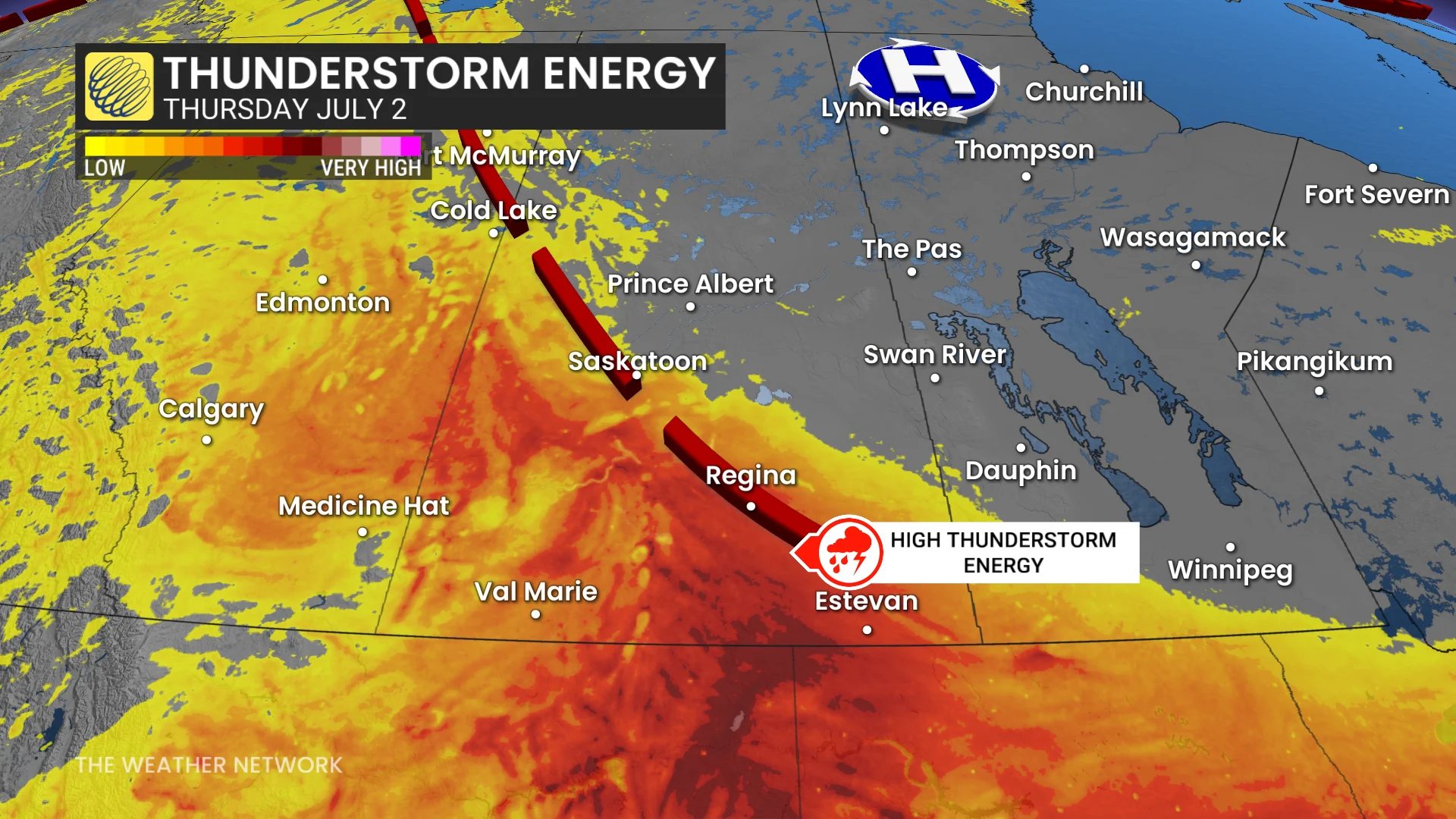 Saskatchewan thunderstorm energy Thursday