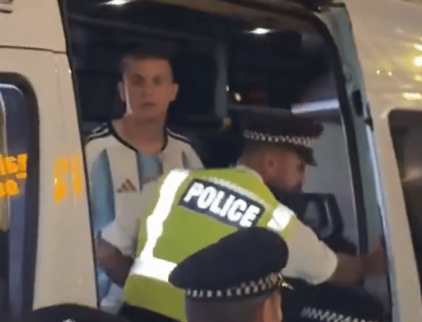 Police rescue Argentina fan from huge crowd in Piccadilly Circus - London Evening Standard