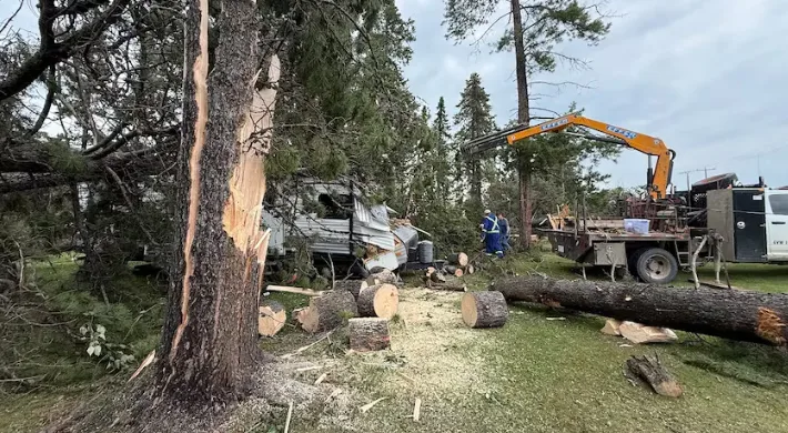 CBC: The July 18 tornado in west-central Alberta caused 'significant damage,' but has not resulted in any reported injuries, according to Clearwater County officials. (Lina Elsaadi/CBC)