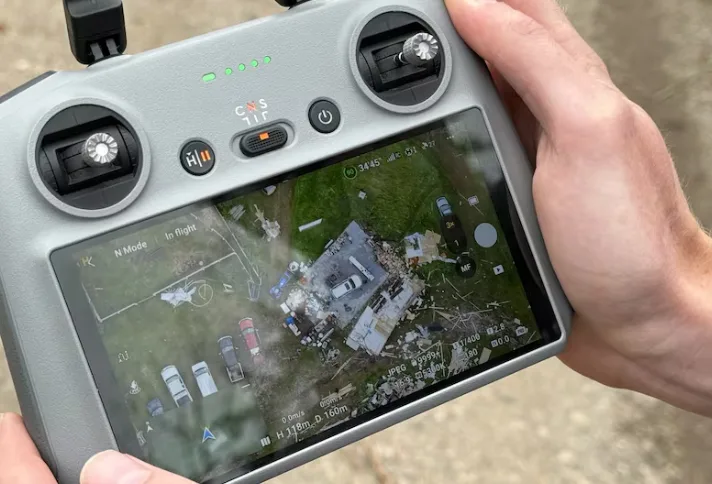 CBC: The Northern Tornadoes Project flies a drone on July 19 while investigating the tornado near Clearwater County. (Nadeer Hashmi/CBC)