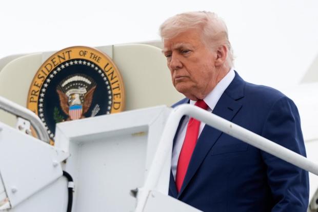 President Donald Trump arrives on Air Force One at Hagerstown Regional Airport.